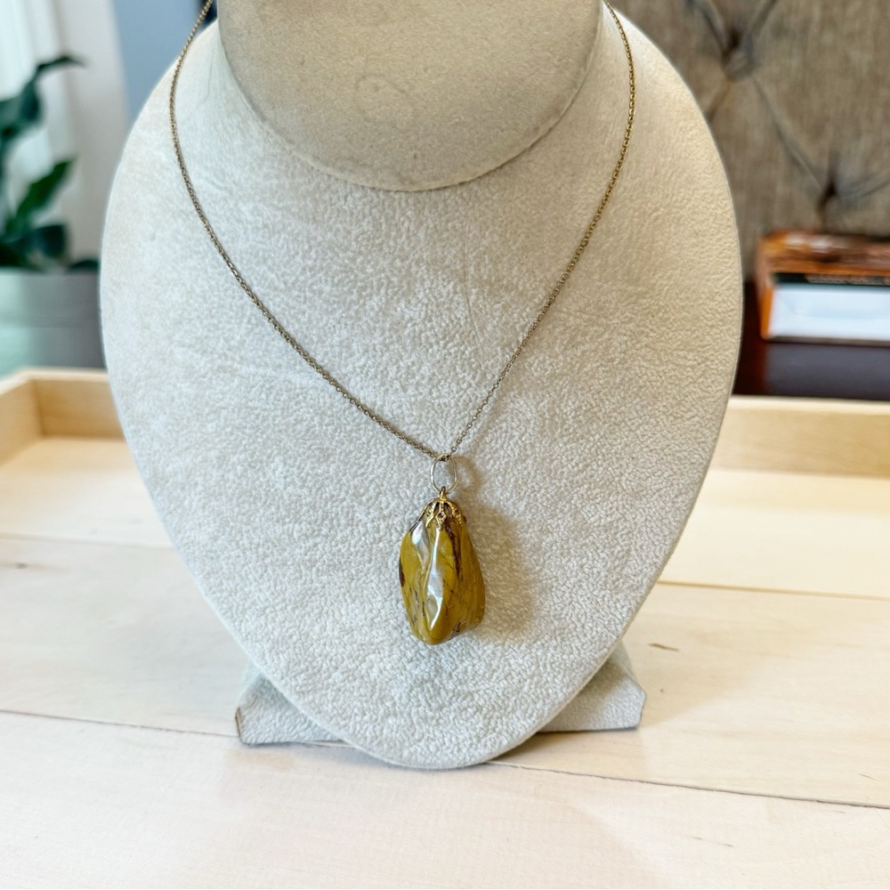 Vintage Jasper 1-20 12KT GF Gold Filled Pendant Necklace Signed CA
